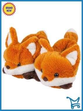 Animal Plush Slippers Faux Fur Fuzzy Lined Non-Slip House Shoe